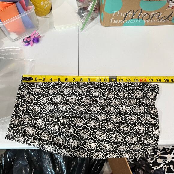 LOFT Skirt Womens 4P Black White Geometric Linen Blend A Line Pleated Front - Picture 7 of 7